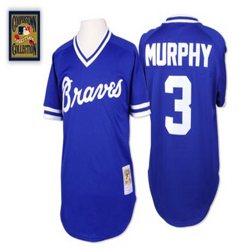 1981 Throwback Atlanta Braves 3 First Base Dale Murphy Blue Mesh Batting Practice M&N MLB Jersey 1981 Throwback Atlanta Braves 3 First Base Dale Murphy Blue Mesh Batting Practice M&N MLB Jersey